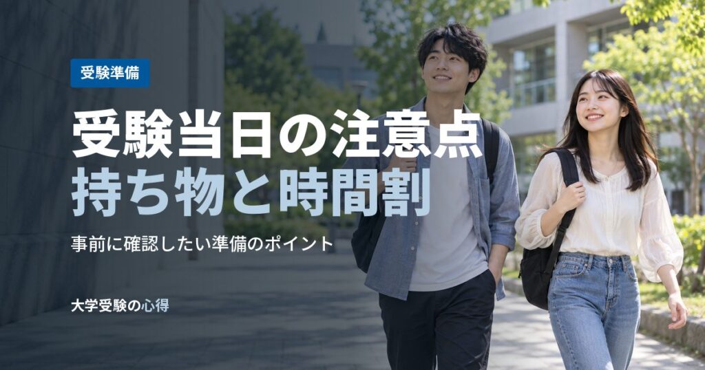 受験当日の注意点持ち物と時間割